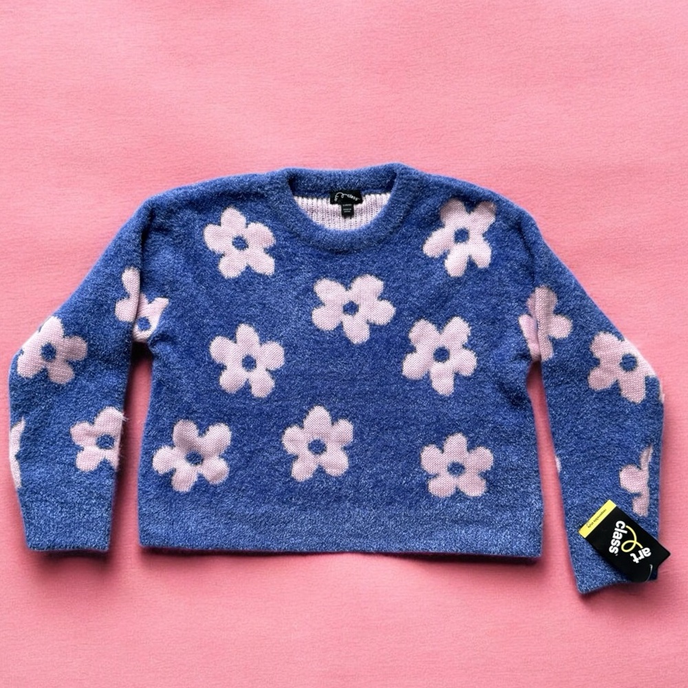 Art Class Blue and Pink Floral Sweater